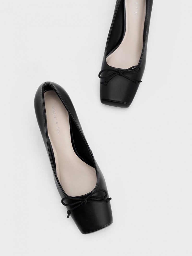 Pumps Charles & Keith Bow Square-Bombeu Negrii | 458MPVXEC