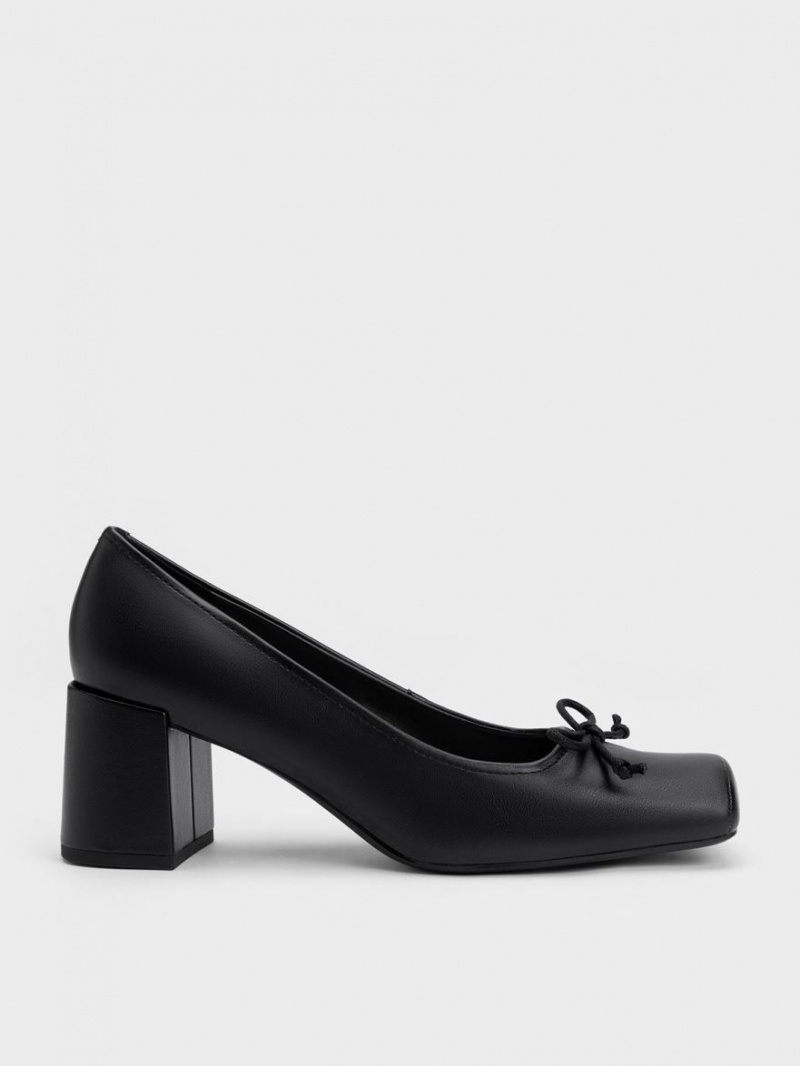 Pumps Charles & Keith Bow Square-Bombeu Negrii | 458MPVXEC
