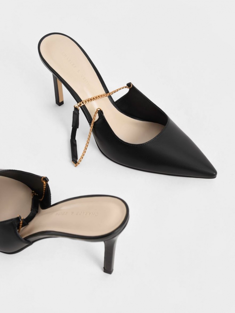 Pumps Charles & Keith Chain-Link Slingback Stiletto Negrii | 541FNTUYQ