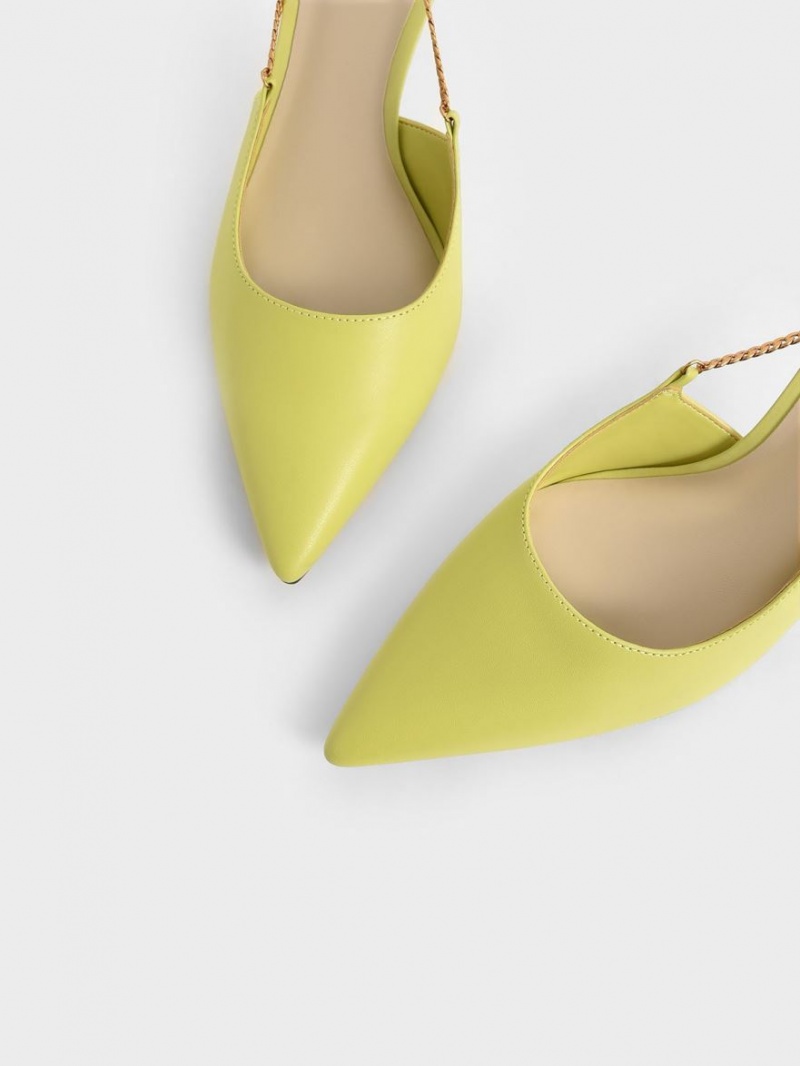 Pumps Charles & Keith Chain-Link Slingback Stiletto Verzi Deschis | 908DROIXB