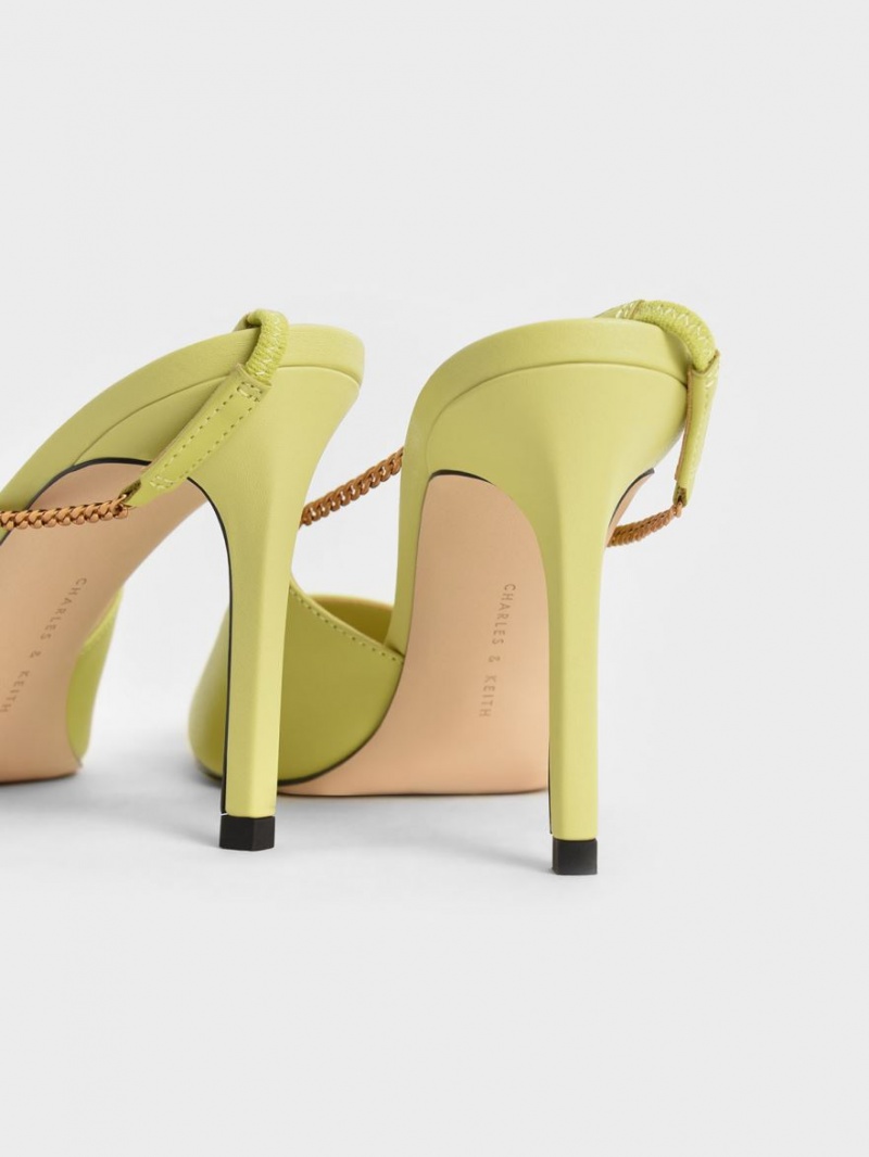 Pumps Charles & Keith Chain-Link Slingback Stiletto Verzi Deschis | 908DROIXB