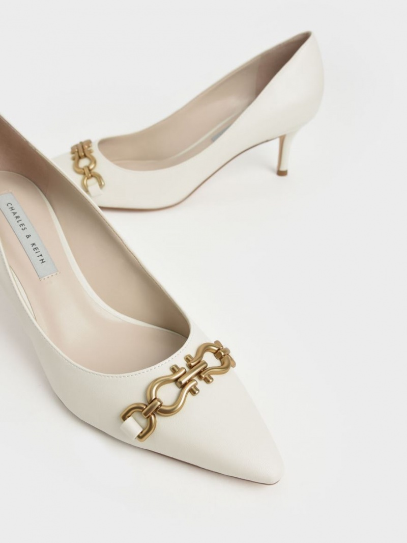Pumps Charles & Keith Chain Link Pointed Bombeu Albi | 103VOBTFW
