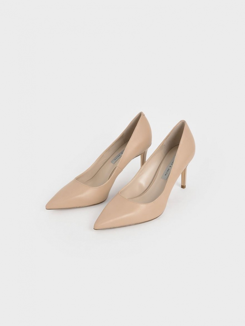 Pumps Charles & Keith Clasici Stiletto Heel Bej | 210BGXPFO