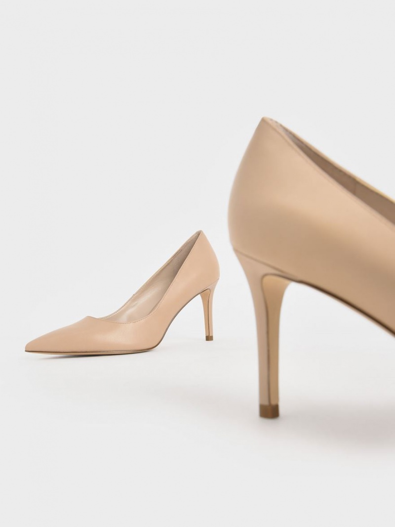 Pumps Charles & Keith Clasici Stiletto Heel Bej | 210BGXPFO