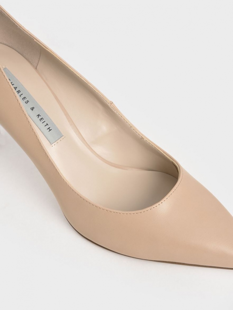Pumps Charles & Keith Clasici Stiletto Heel Bej | 210BGXPFO