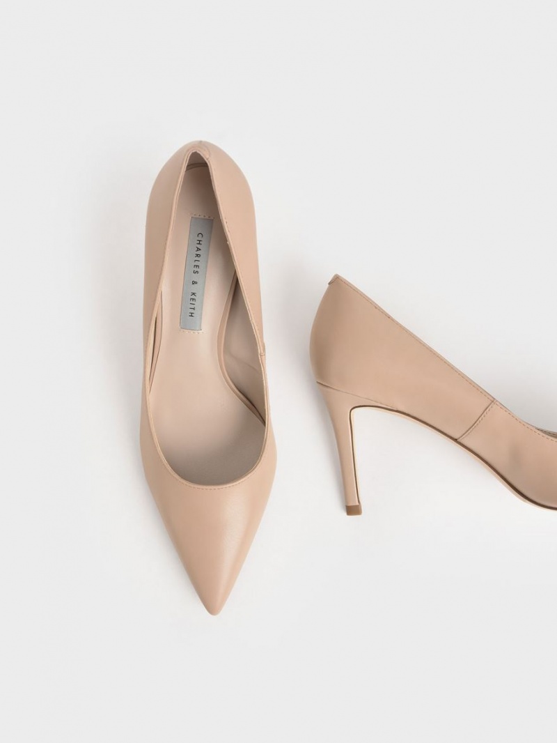 Pumps Charles & Keith Clasici Stiletto Heel Bej | 210BGXPFO