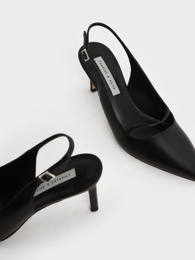 Pumps Charles & Keith Cut-Out Slingback Stiletto Negrii | 963OMBSPF