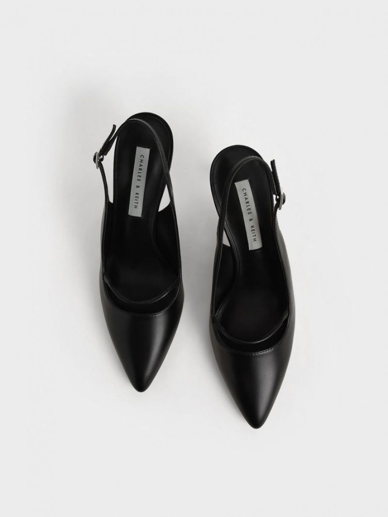 Pumps Charles & Keith Cut-Out Slingback Stiletto Negrii | 963OMBSPF