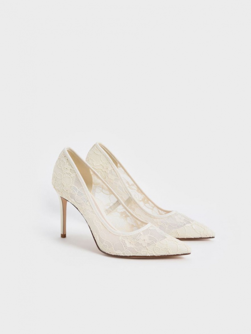 Pumps Charles & Keith Dantela Stiletto Albi | 687GIMZWT