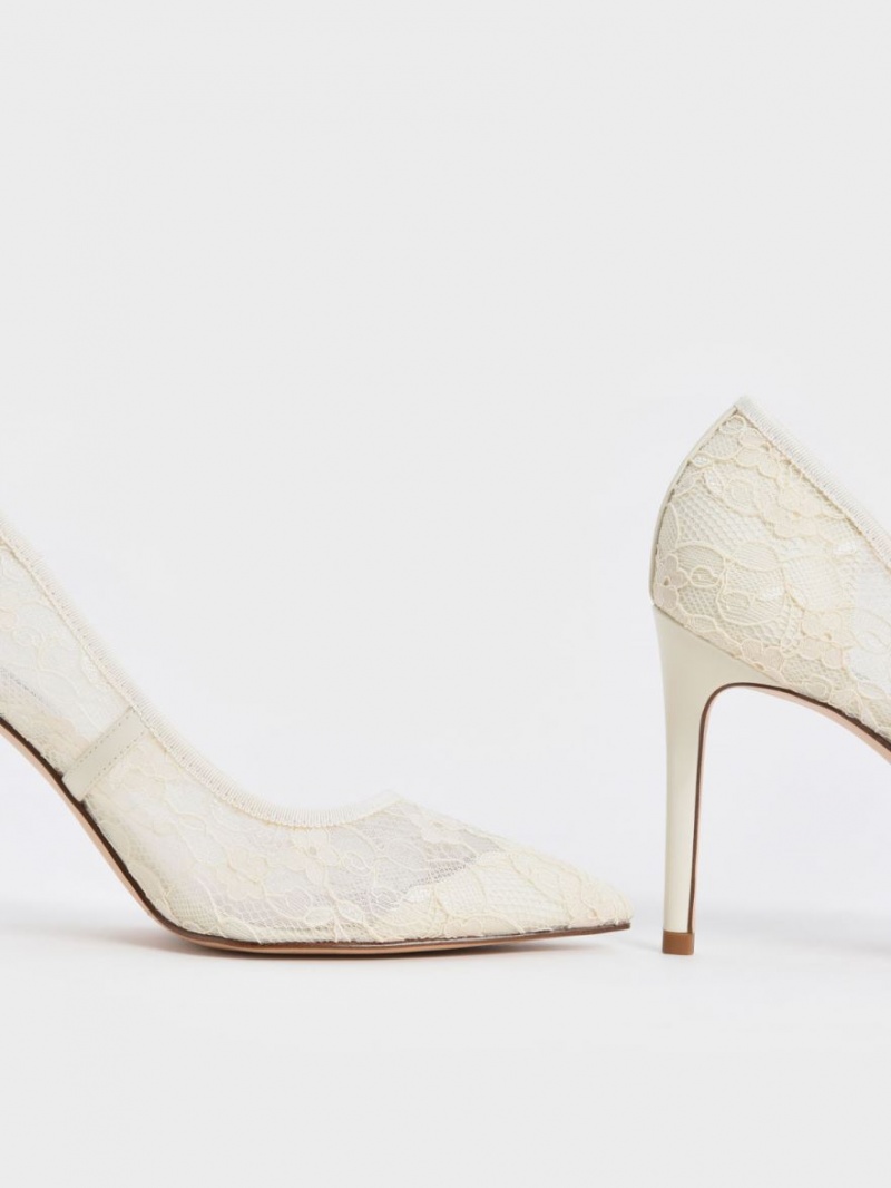 Pumps Charles & Keith Dantela Stiletto Albi | 687GIMZWT