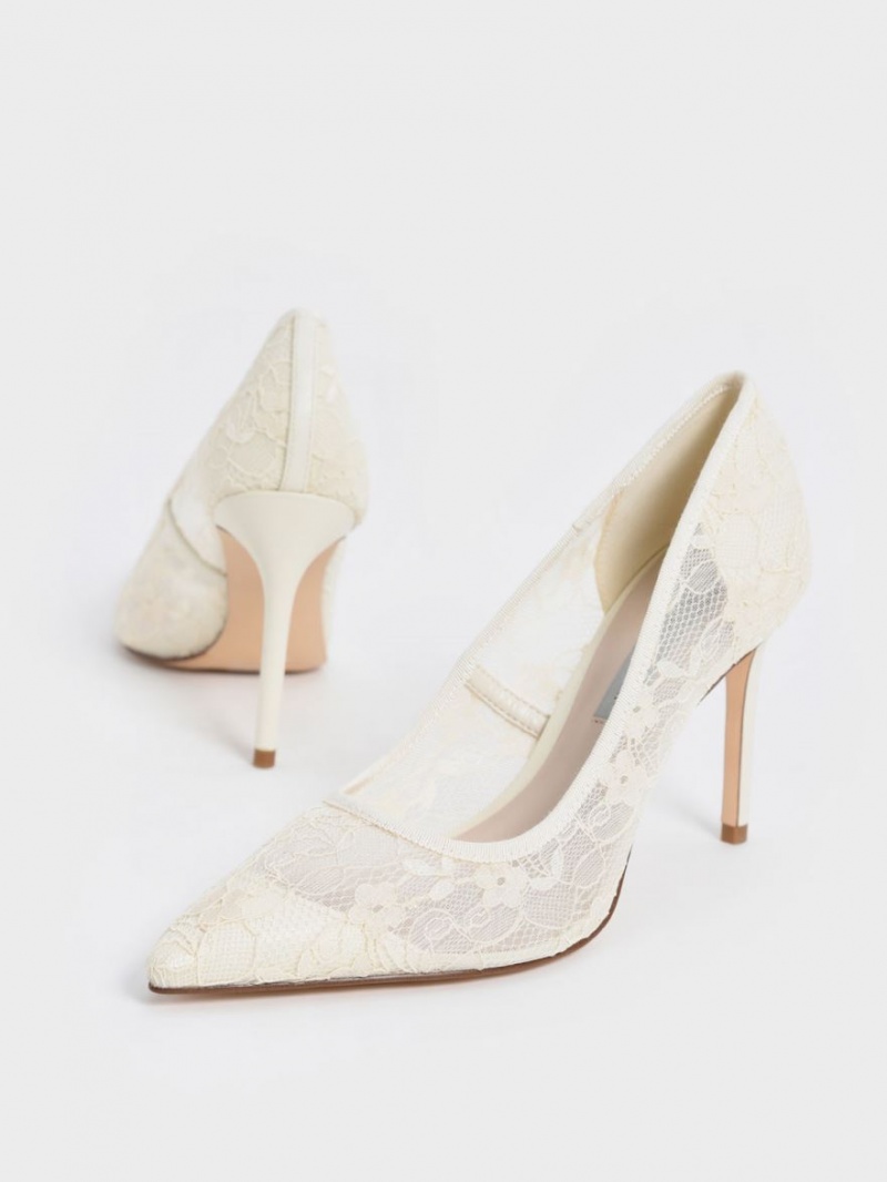Pumps Charles & Keith Dantela Stiletto Albi | 687GIMZWT