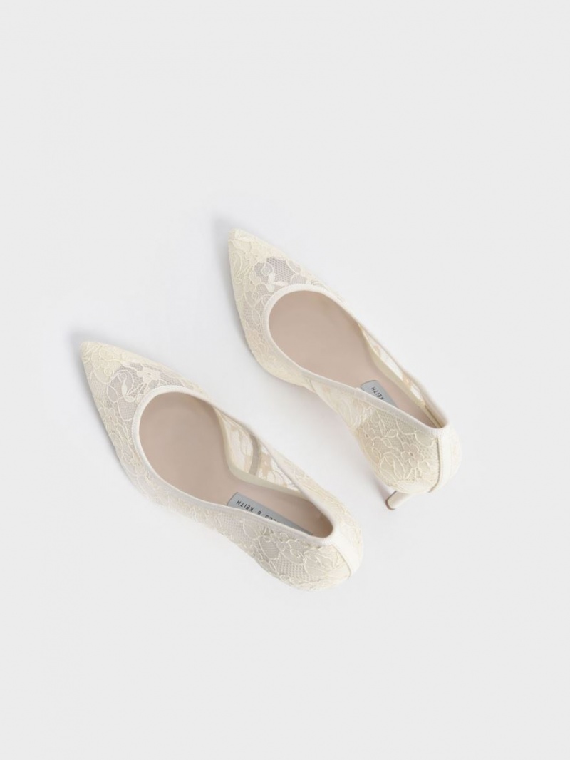 Pumps Charles & Keith Dantela Stiletto Albi | 687GIMZWT