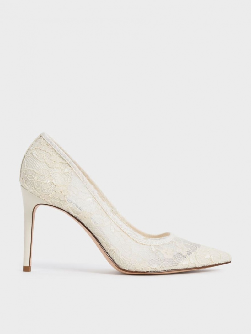 Pumps Charles & Keith Dantela Stiletto Albi | 687GIMZWT