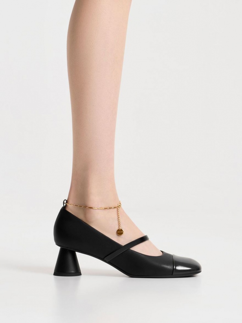 Pumps Charles & Keith Delicate Chain-Link Mary Jane Negrii | 926ZVWFCQ
