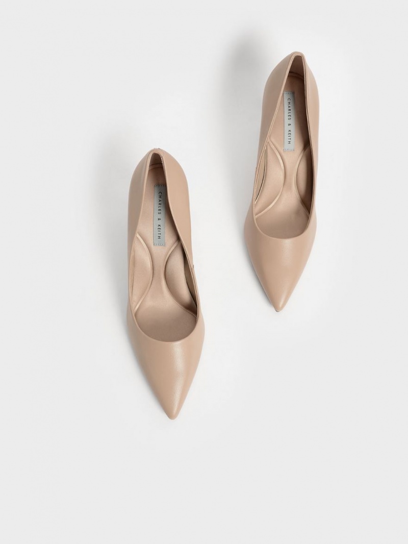 Pumps Charles & Keith Emmy Pointed-Bombeu Bej | 159DQWUGO