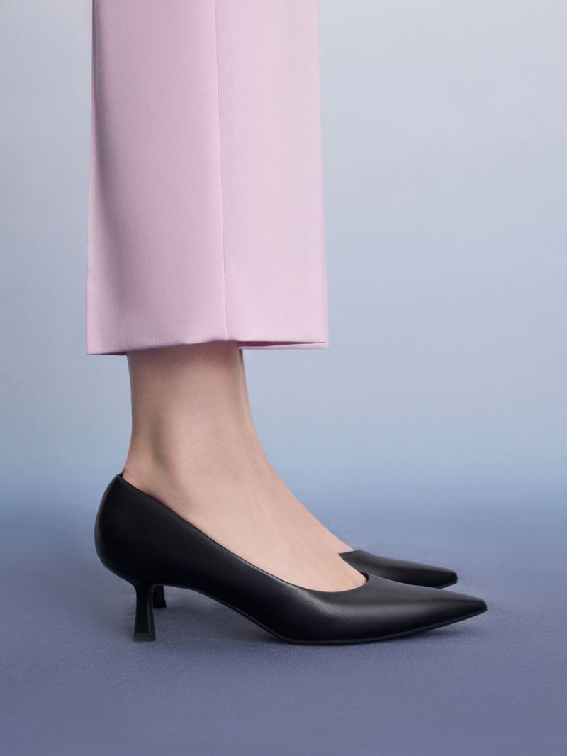Pumps Charles & Keith Emmy Pointed Kitten Heel Negrii | 813PKQZYT