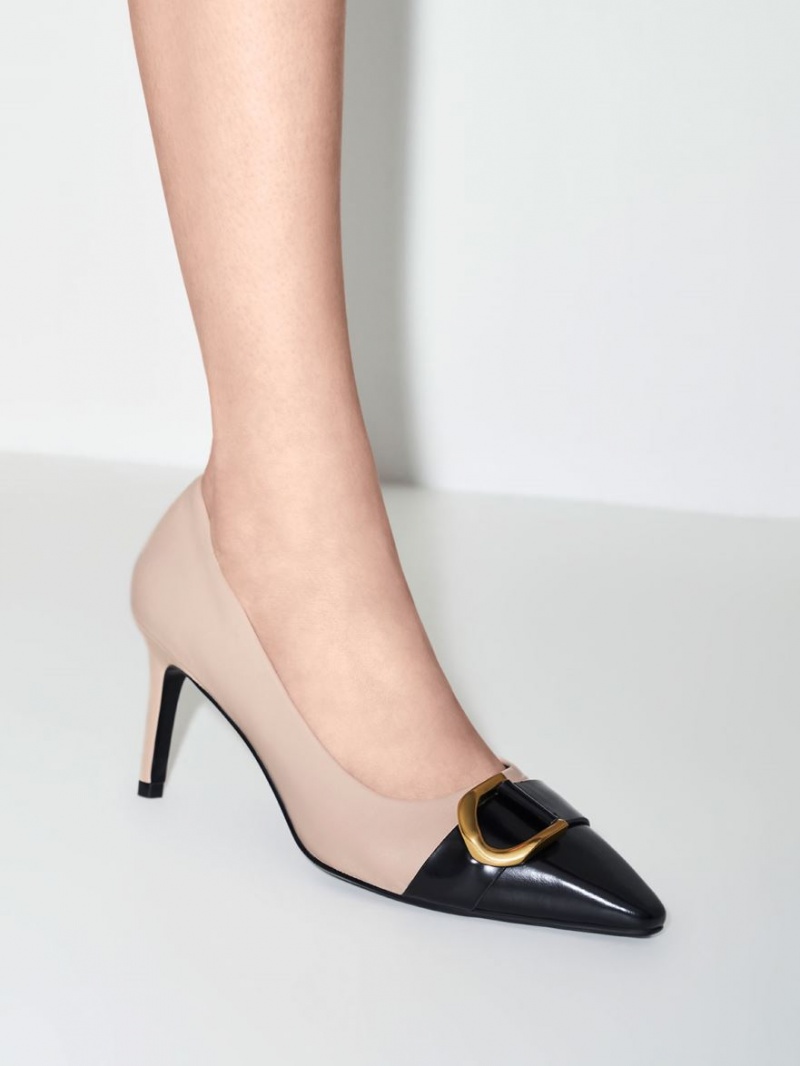 Pumps Charles & Keith Gabine Piele Bombeu-Cap Bej | 543AGPOXQ