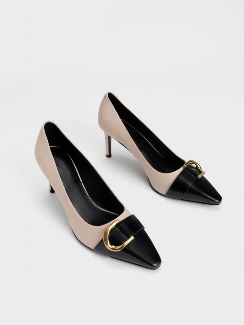 Pumps Charles & Keith Gabine Piele Bombeu-Cap Bej | 543AGPOXQ