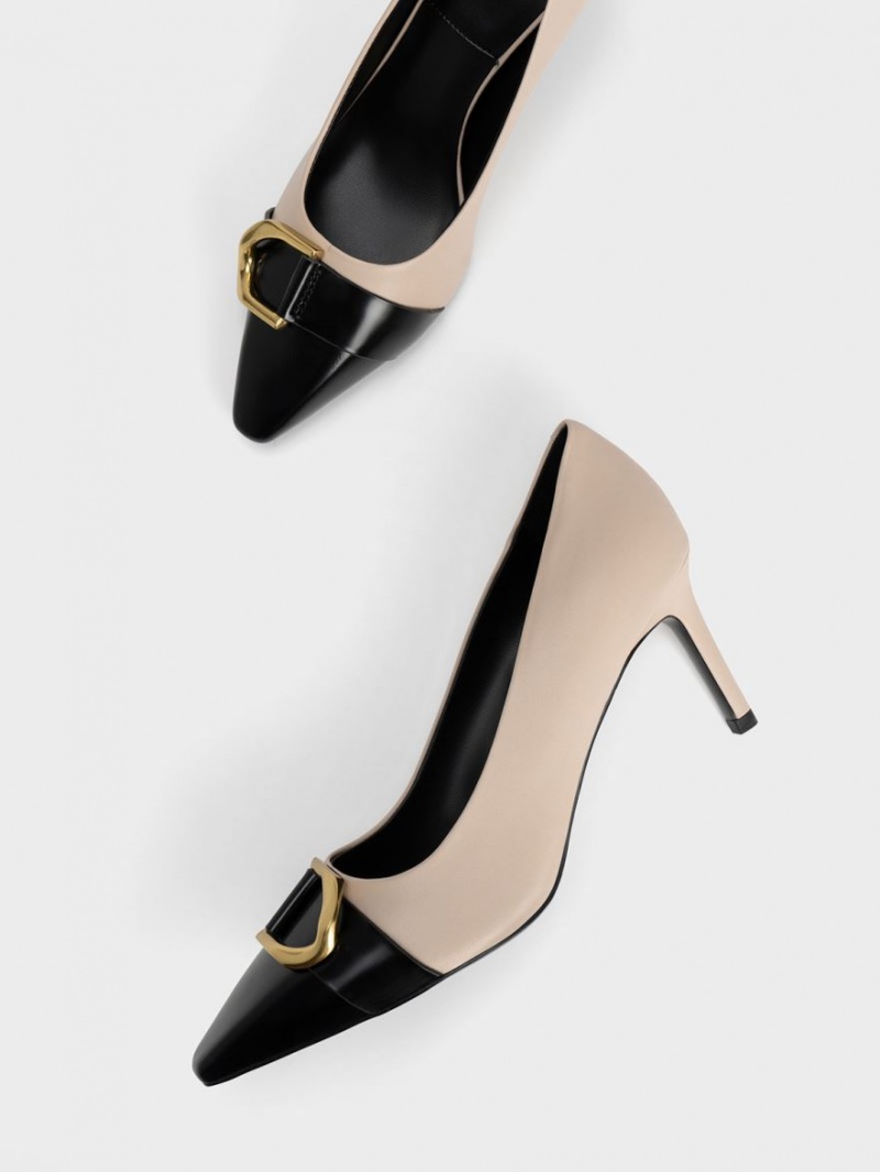 Pumps Charles & Keith Gabine Piele Bombeu-Cap Bej | 543AGPOXQ