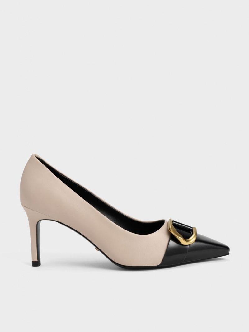 Pumps Charles & Keith Gabine Piele Bombeu-Cap Bej | 543AGPOXQ