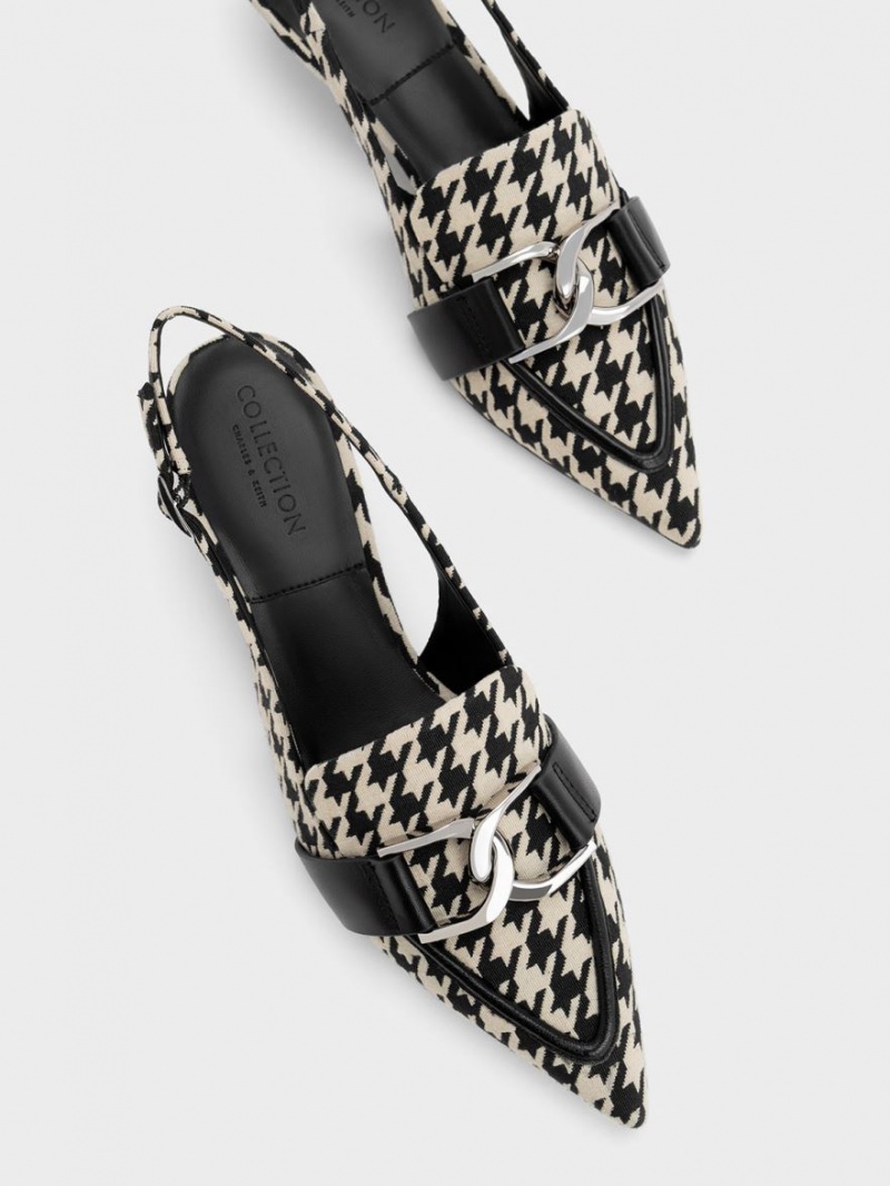 Pumps Charles & Keith Gabine Piele Houndstooth Slingback Colorati | 639KAYCXN