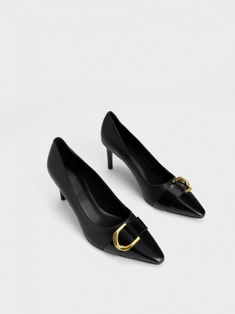 Pumps Charles & Keith Gabine Piele Negrii | 907YMOJSQ