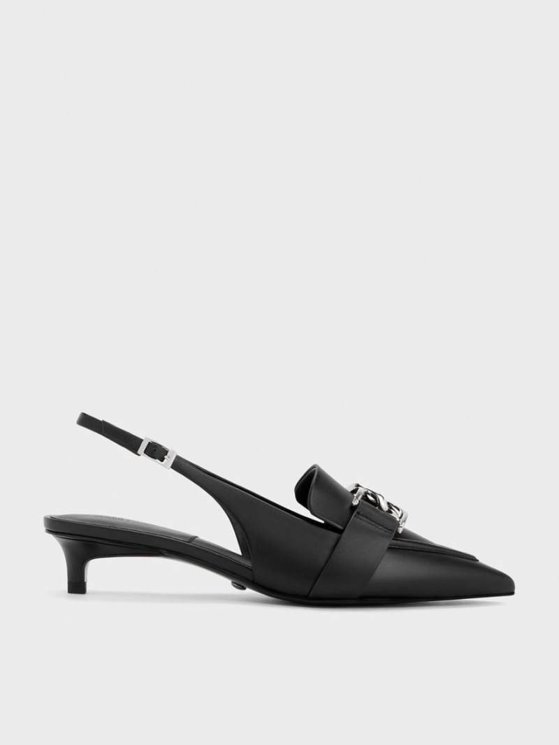 Pumps Charles & Keith Gabine Piele Slingback Negrii | 463IPTOUW