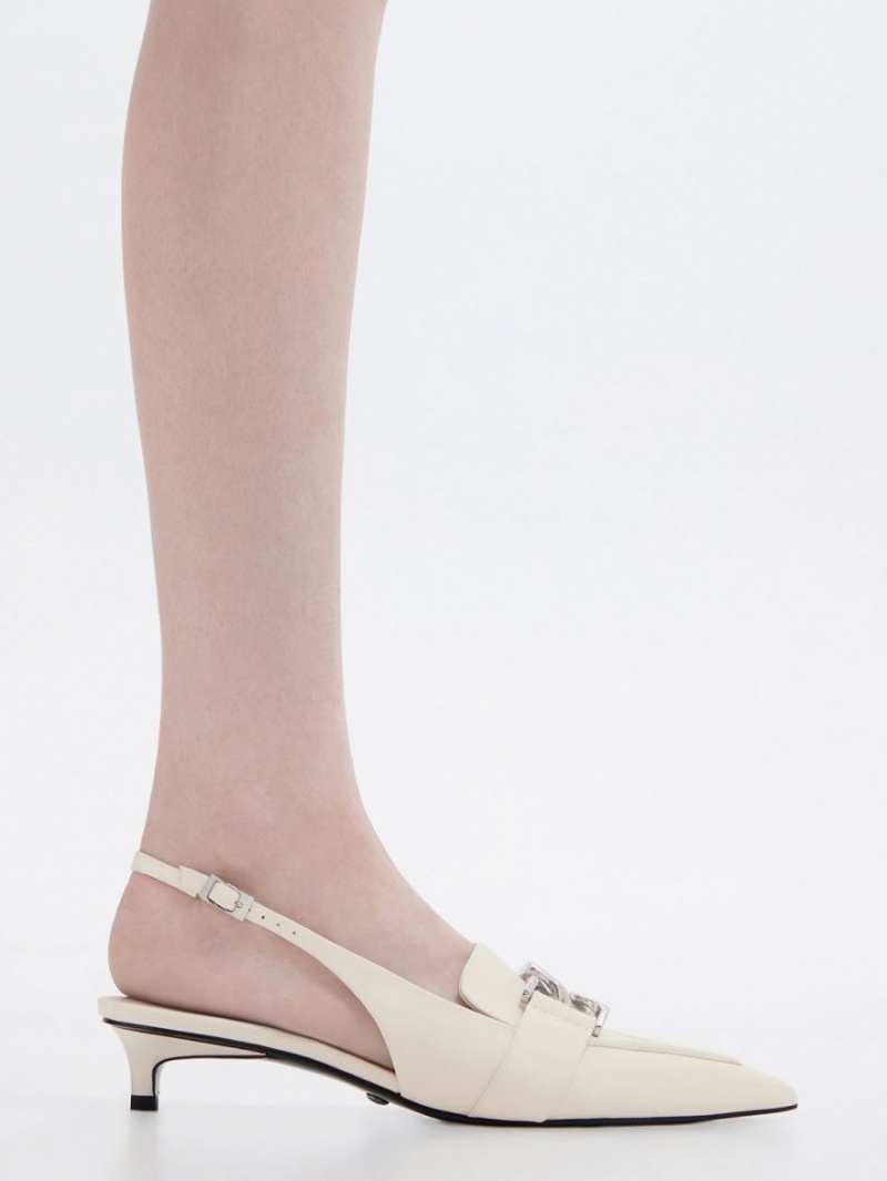 Pumps Charles & Keith Gabine Piele Slingback Albi | 572IAQUKT