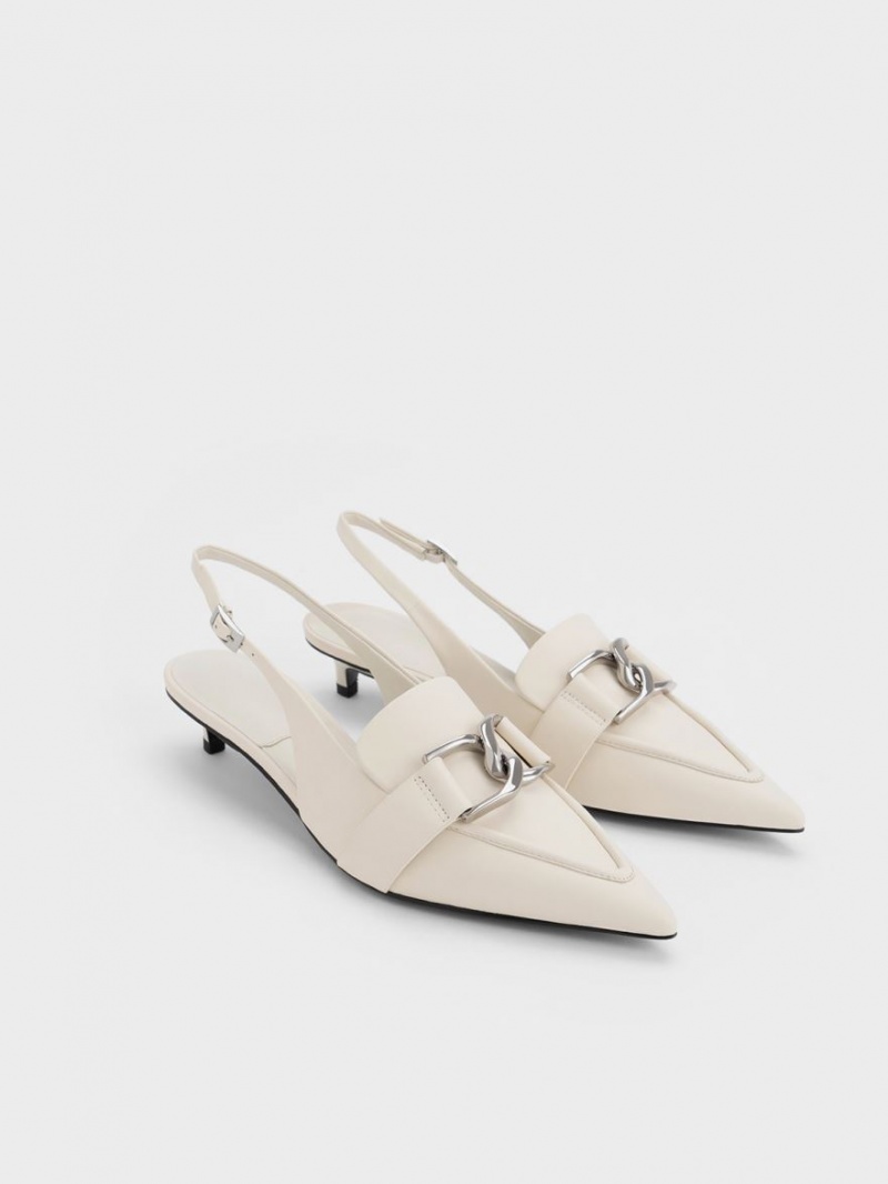 Pumps Charles & Keith Gabine Piele Slingback Albi | 572IAQUKT