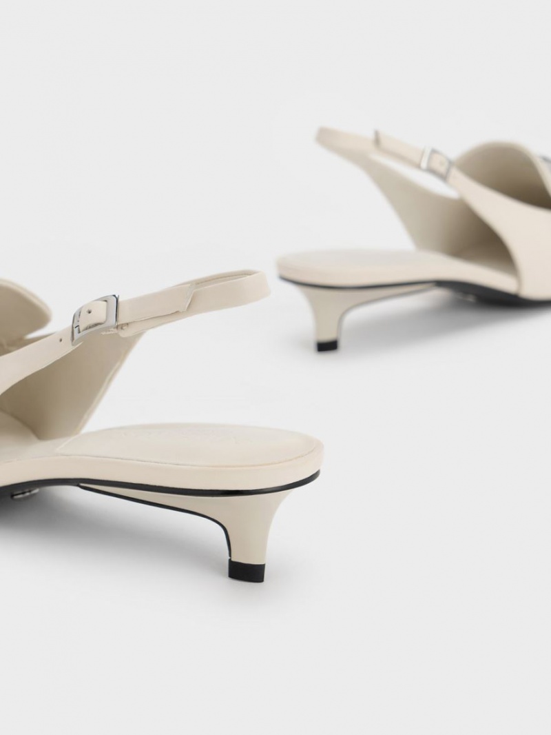 Pumps Charles & Keith Gabine Piele Slingback Albi | 572IAQUKT