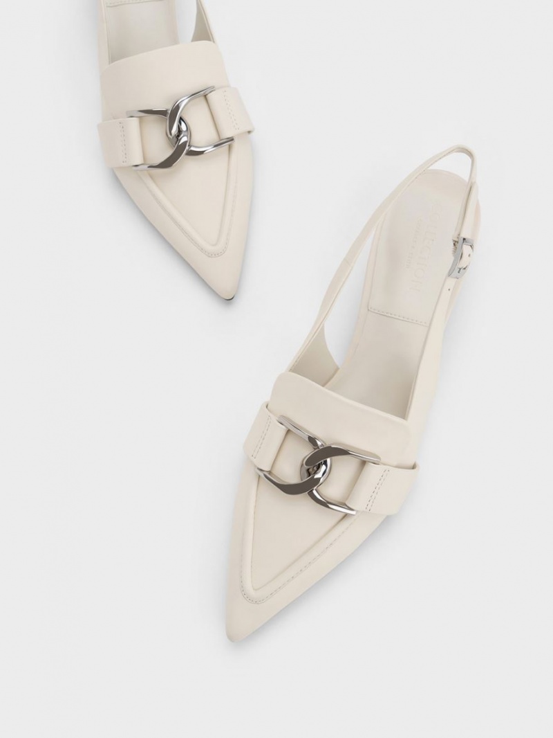 Pumps Charles & Keith Gabine Piele Slingback Albi | 572IAQUKT