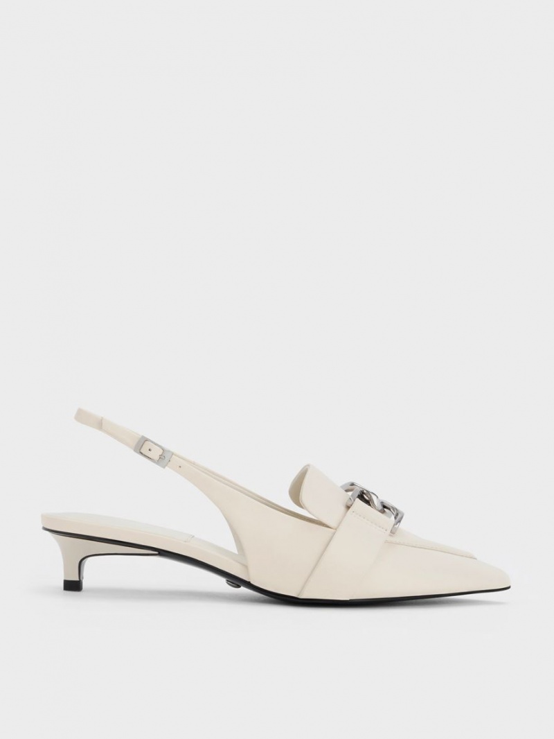 Pumps Charles & Keith Gabine Piele Slingback Albi | 572IAQUKT
