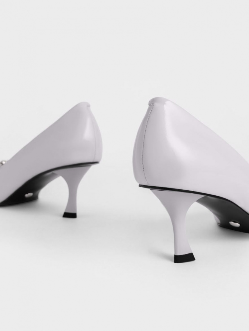 Pumps Charles & Keith Gem-Embellished Lacuita Piele Violet | 856VCLOBG
