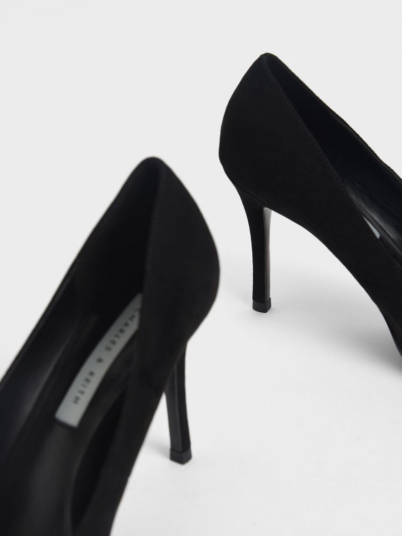 Pumps Charles & Keith Gem-Embellished Textured Stiletto Negrii | 842KQXTZR