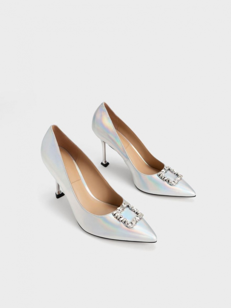 Pumps Charles & Keith Holographic Piele Gem-Embellished Colorati | 508RNVXLY