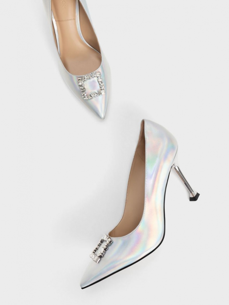 Pumps Charles & Keith Holographic Piele Gem-Embellished Colorati | 508RNVXLY