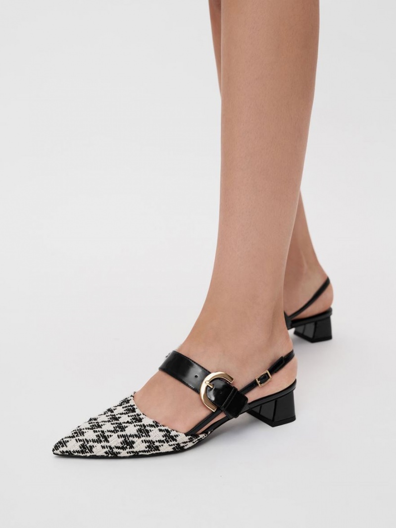 Pumps Charles & Keith Houndstooth Buckled Slingback Colorati | 965BQSXKI