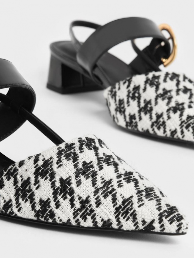 Pumps Charles & Keith Houndstooth Buckled Slingback Colorati | 965BQSXKI