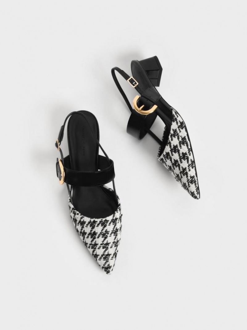 Pumps Charles & Keith Houndstooth Buckled Slingback Colorati | 965BQSXKI