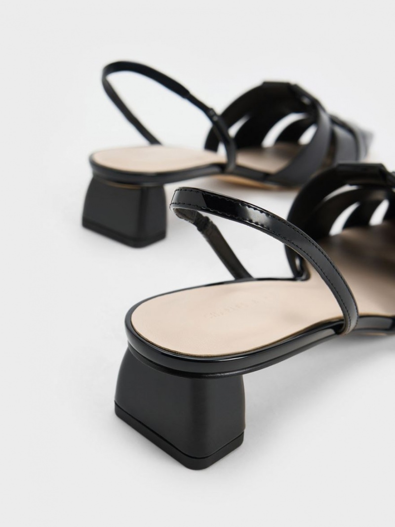 Pumps Charles & Keith Interwoven Lacuita Slingback Negrii | 872DWVQPC