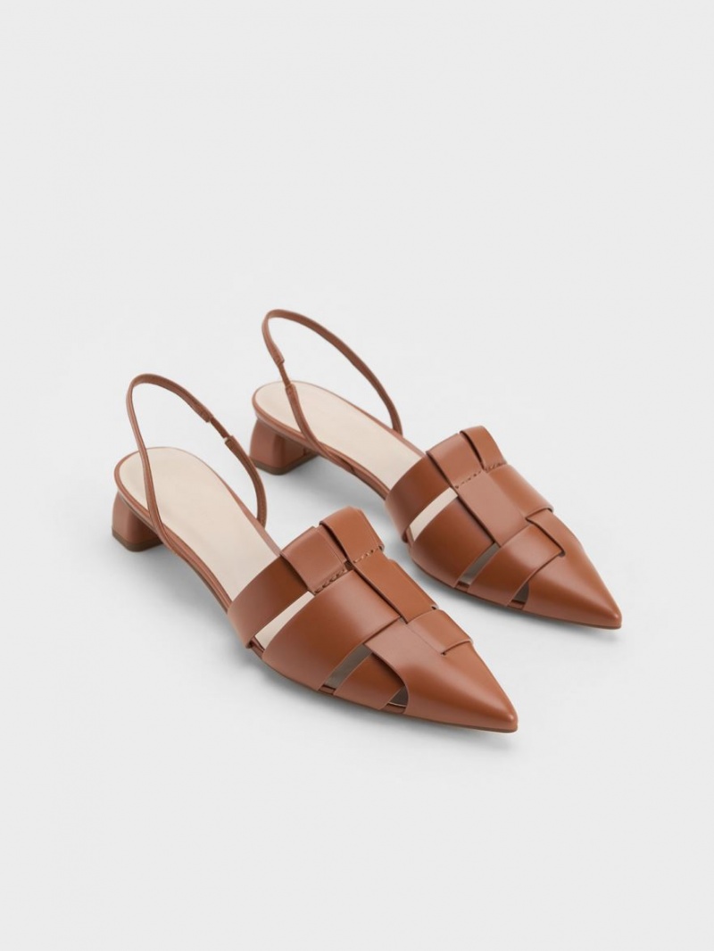 Pumps Charles & Keith Interwoven Slingback Maro | 167UJNLXB