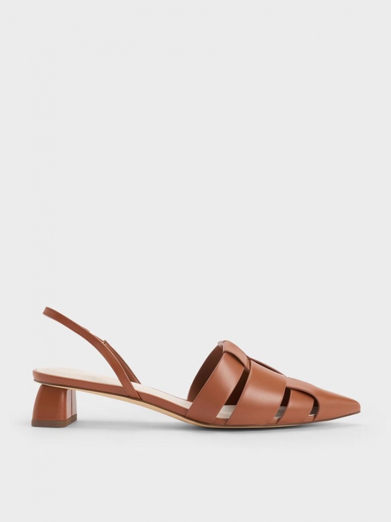 Pumps Charles & Keith Interwoven Slingback Maro | 167UJNLXB