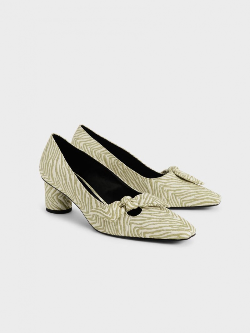 Pumps Charles & Keith Jacquard Zebra Print Bow Verzi | 982XEJVCS