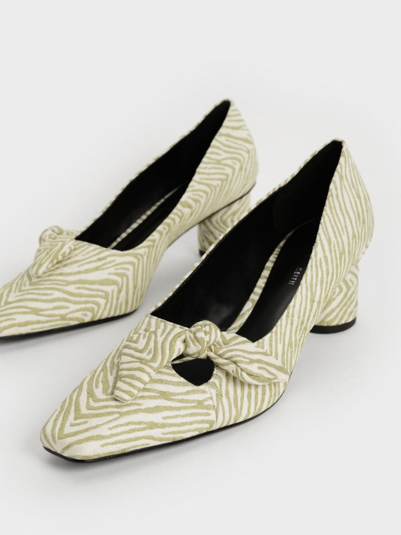 Pumps Charles & Keith Jacquard Zebra Print Bow Verzi | 982XEJVCS