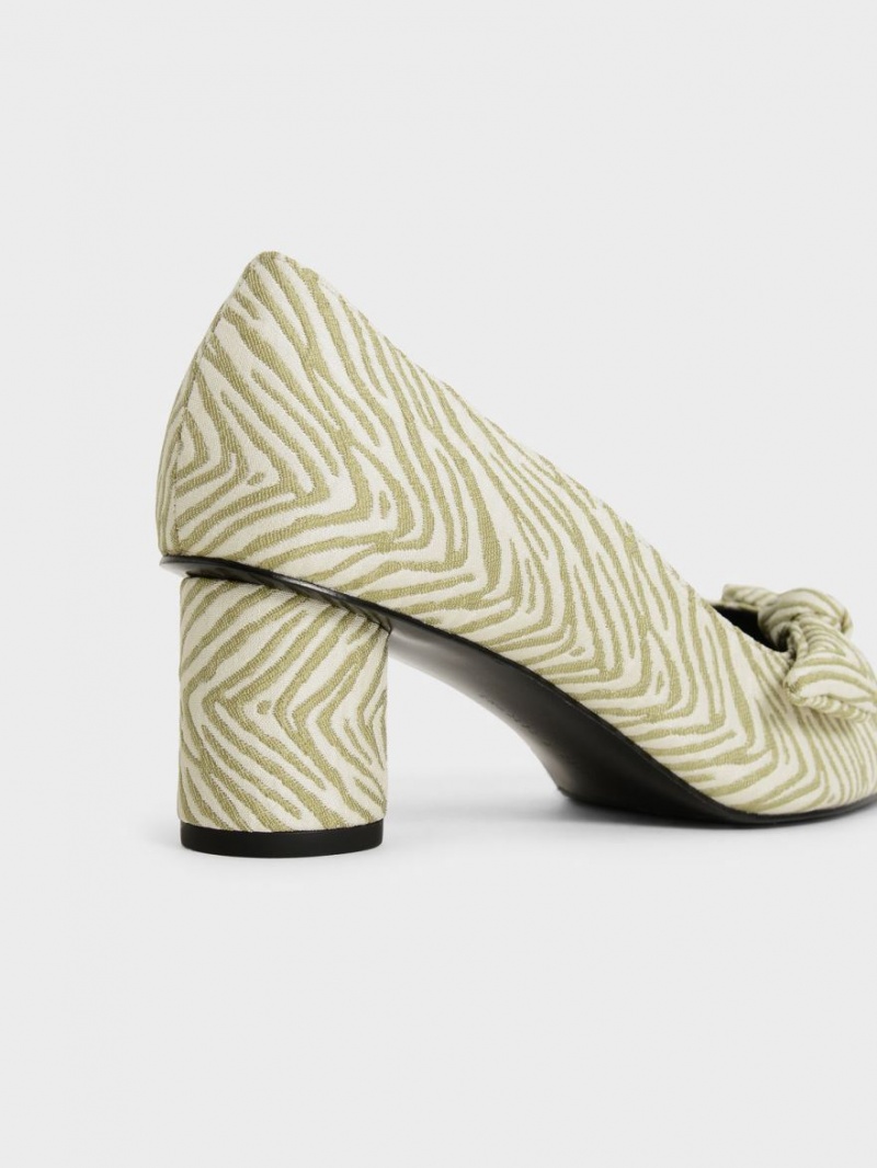 Pumps Charles & Keith Jacquard Zebra Print Bow Verzi | 982XEJVCS