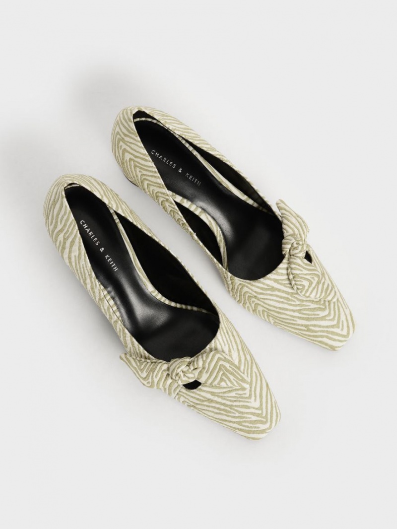 Pumps Charles & Keith Jacquard Zebra Print Bow Verzi | 982XEJVCS