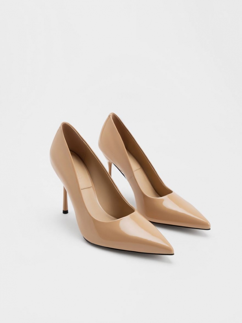 Pumps Charles & Keith Kyra Lacuita Piele Bej | 294ZBCEUX