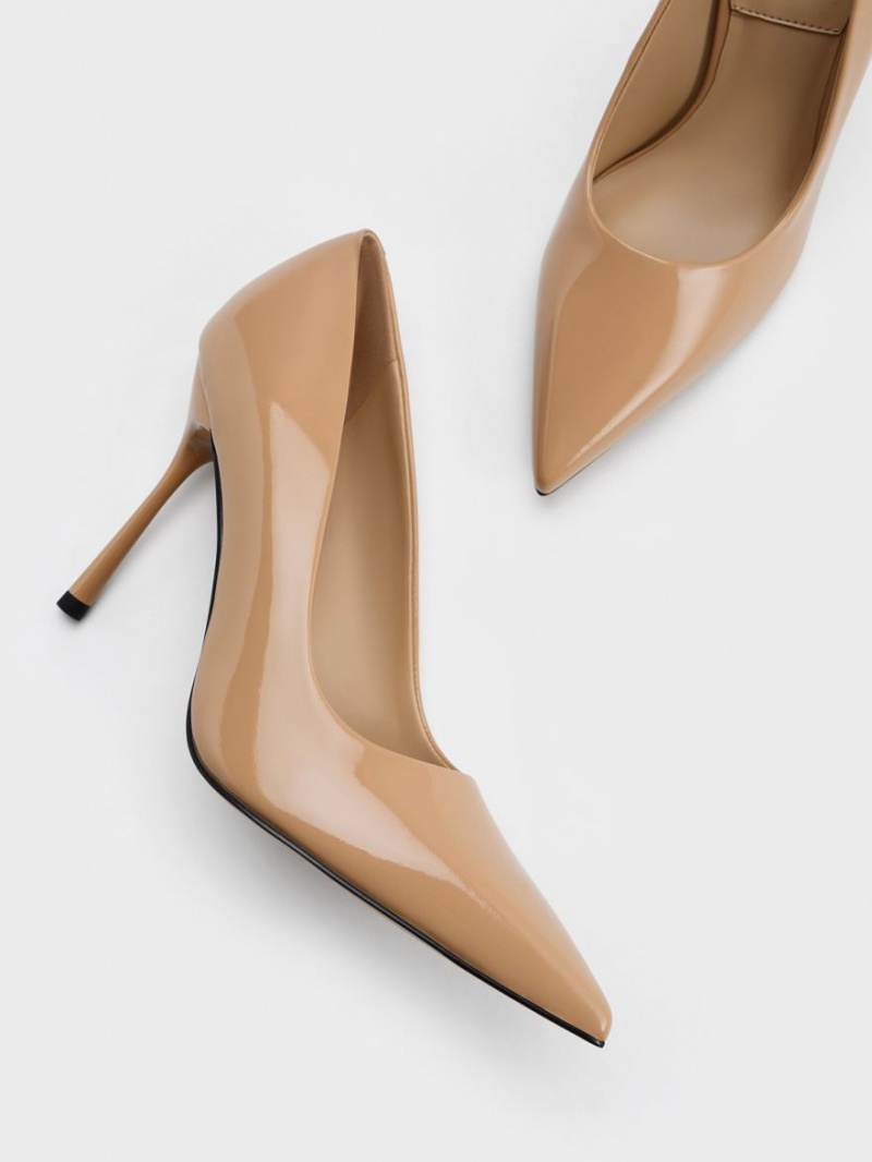 Pumps Charles & Keith Kyra Lacuita Piele Bej | 294ZBCEUX