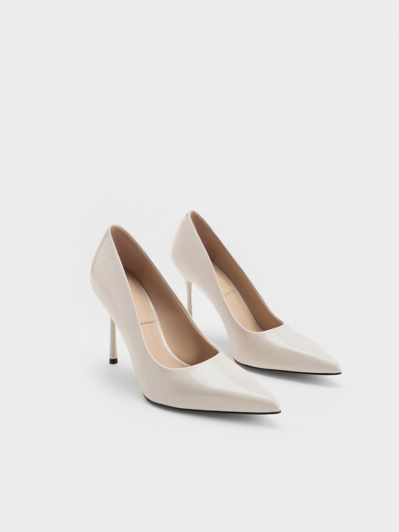 Pumps Charles & Keith Kyra Lacuita Piele Albi | 143GLABKZ
