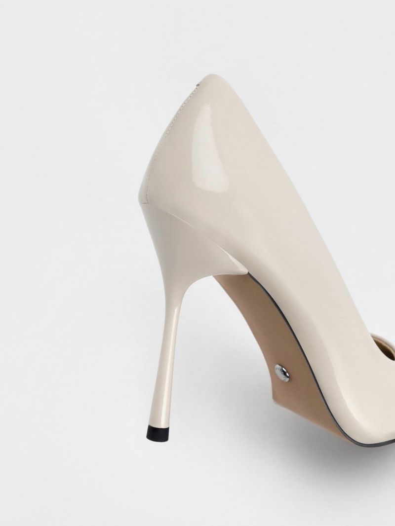 Pumps Charles & Keith Kyra Lacuita Piele Albi | 143GLABKZ